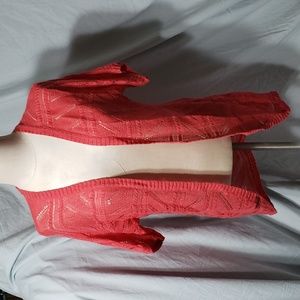 Christopher & Banks Ramie Blend Raschel Knit Style Pink Open Cardigan Sz Sm